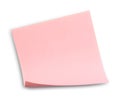 Blank pink sticky note on white background, top view Royalty Free Stock Photo