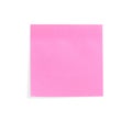 Blank pink sticky note on white background, top view Royalty Free Stock Photo