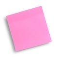 Blank pink sticky note on white background, top view Royalty Free Stock Photo