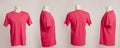 Blank pink tshirt template  from four sides Royalty Free Stock Photo