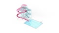 Blank pink waterslide with swimming pool mockup, top side view