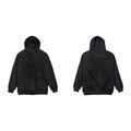 Blank plain bomber jacket hoodie black color front and back view bundle pack isolated on white background, ready for your mock up