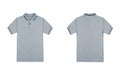 Blank plain polo shirt heather grey white stripe color isolated on white background. bundle pack polo shirt front and back view