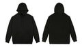 Pullover black hoodie in front and back view