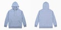 Blank plain Pullover hoodie front and back view with heather grey color, isolated on white background, ready for your mock up