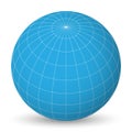 Blank planet Earth blue globe with grid of meridians and parallels, or latitude and longitude. 3D vector illustration Royalty Free Stock Photo