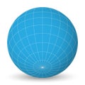 Blank planet Earth blue globe with grid of meridians and parallels, or latitude and longitude. 3D vector illustration Royalty Free Stock Photo