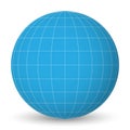 Blank planet Earth blue globe with grid of meridians and parallels, or latitude and longitude. 3D vector illustration Royalty Free Stock Photo