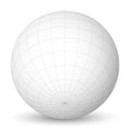 Blank planet Earth white globe with grid of meridians and parallels, or latitude and longitude. 3D vector illustration Royalty Free Stock Photo