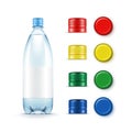 Blank Plastic Blue Water Bottle Multicolored Red Yellow Green Caps Royalty Free Stock Photo