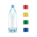 Blank Plastic Blue Water Bottle Multicolored Red Yellow Green Caps