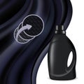 Blank plastic bottle for laundry detergent with black cloth. Vector realistic image. Royalty Free Stock Photo