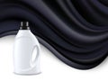 Blank plastic bottle for laundry detergent with black cloth. Vector realistic image. Royalty Free Stock Photo
