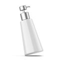 Blank plastic bottle with metallic pump dispenser for hand wash, soap, sanitizer for branding Royalty Free Stock Photo
