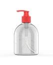 Blank Plastic Bottle with Pump Dispenser for hand wash, soap, sanitizer For Branding, 3d render illustration.