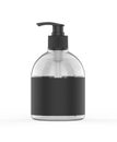 Blank Plastic Bottle with Pump Dispenser for hand wash, soap, sanitizer For Branding, 3d render illustration.