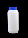 Blank Plastic bottle for talcum powder on isolated black background Royalty Free Stock Photo