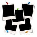 Blank polaroids with pin needle Royalty Free Stock Photo