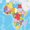 Blank Political Africa Map vector illustration with different colors for each country.