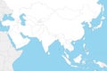 Blank Political Asia Map vector illustration with countries in white color. Royalty Free Stock Photo