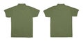 Blank Polo shirt color military green front and back view