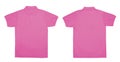 Blank Polo shirt color pink front and back view