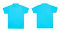 Blank Polo shirt color sky blue front and back view