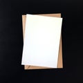 Blank Portrait Postcard Mockup on Black Background Royalty Free Stock Photo