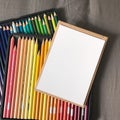 Blank Postcard with Envelope and Colored Pencils Royalty Free Stock Photo