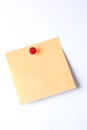 Blank post-it sticky note with push pin isolated on white background Royalty Free Stock Photo