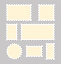 Blank postage stamp. Postcard collection. Postmark perforated paper. Retro style or old style. Vector Royalty Free Stock Photo