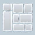 Blank postage stamps in different size. Vector template Royalty Free Stock Photo