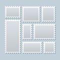 Blank postage stamps in different size. Vector template Royalty Free Stock Photo