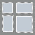 Blank postage stamps template set on dark background. Rectangle and square postage stamps for envelopes, postcards. Vector illustr Royalty Free Stock Photo