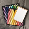 Blank Postcard with Envelope and Colored Pencils Royalty Free Stock Photo