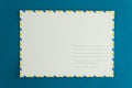 Blank postcard of an open letter. Mail background. Postcrossing layout place for text top view. Postal background. Stamp