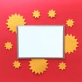 Blank Postcard Red Card Mockup with Yellow Stars Royalty Free Stock Photo