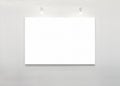 Blank Poster Banner Display on white Wall with Lighting Art Exhibition Royalty Free Stock Photo