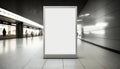 Blank poster billboard attached wall with copy space for your text message in modern shopping mall.Generative ai Royalty Free Stock Photo