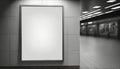 Blank poster billboard attached wall with copy space for your text message in modern shopping mall.Generative ai Royalty Free Stock Photo
