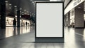 Blank poster billboard attached wall with copy space for your text message in modern shopping mall.Generative ai Royalty Free Stock Photo