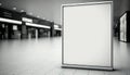 Blank poster billboard attached wall with copy space for your text message in modern shopping mall.Generative ai Royalty Free Stock Photo