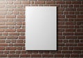 Blank poster on brick wall isolated on white background Royalty Free Stock Photo