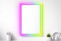 Blank Poster Mockup with Hyperpop Neon Frame Border Royalty Free Stock Photo