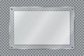 Blank poster in 3d realistic glass frame hanging on wall isolated on transparent background. Empty photo frame template Royalty Free Stock Photo
