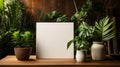 Minimalist Loft Apartment With Green Plants And Blank Picture Frame Royalty Free Stock Photo