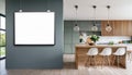 Blank Poster Mockup in Modern Kitchen Interior. 3D Rendering Royalty Free Stock Photo