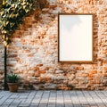Blank Poster on Rustic Brick Wall Perfect for Your Design Royalty Free Stock Photo