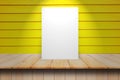 Blank Poster in wood wall and wooden floor room,Template M Royalty Free Stock Photo
