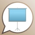 Blank Projection screen. Bright cerulean icon in white speech balloon at pale taupe background. Illustration